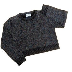 Compania Fantastic Black Rainbow Metallic Long Sleeve Sweater Size Small G1